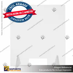 SEPARADOR DE MESON ACRILICO 4 MM 120*58 CMS HORIZONTAL CON VENTANILLA CON ENSAMBLE ACRILICO