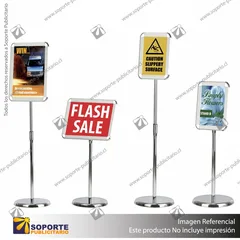 PORTA GRAFICA MARCO CLIP ALUMINIO CON PEDESTAL AJUSTABLE FORMATO A4 (21*29.7 CMS) (C10)