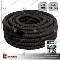 TUBO CORRUGADO NEGRO 21MM ROLLO 100 MTS