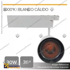 CANNES - FOCO LED TRACK LIGHT TRIFASICO COB 30W 3000K BLANCO 36