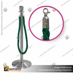 SEPARADOR DE FILAS CORONA CROMADA CON CORDON VERDE