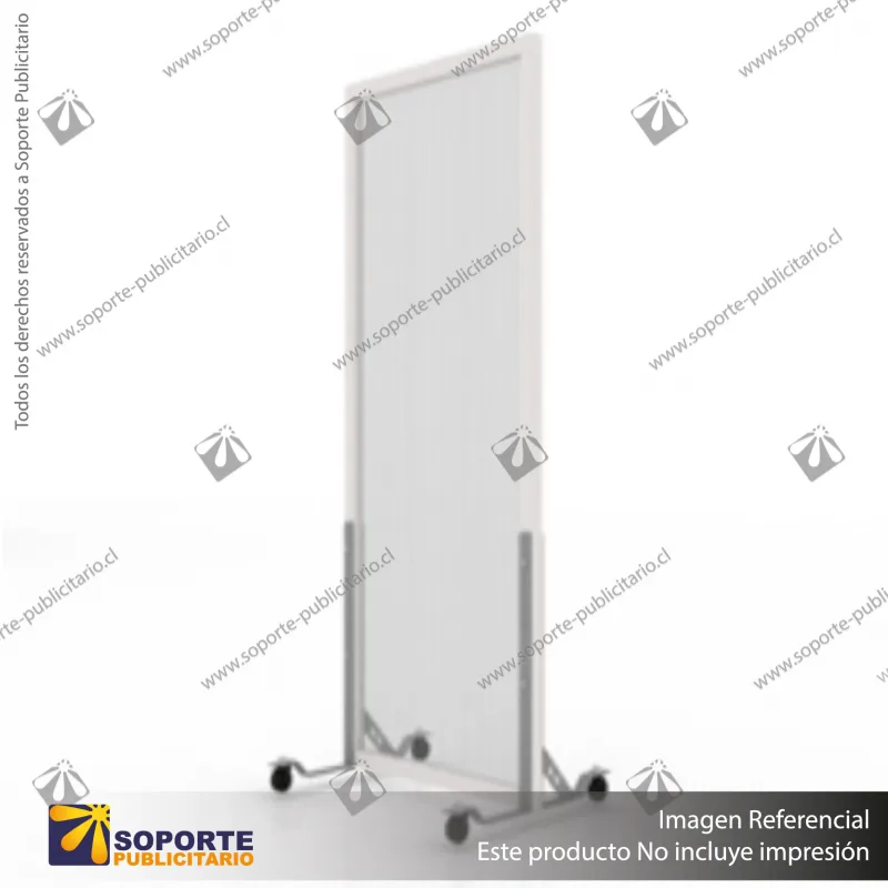 BIOMBO SEPARADOR AMBIENTES PA 6 MM CON MARCO PVC 70*200 CMS TRANSPARENTE CON RUEDAS