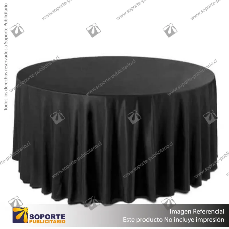 MANTEL POLIESTER MESA REDONDA 152CM - NEGRO