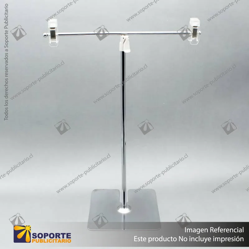 PORTA GRAFICA MINI T EXTENSIBLE MEDIDA AJUSTABLE 19.5*30 A 53 CMS CON PINZAS Y BASE CUADRADA METAL