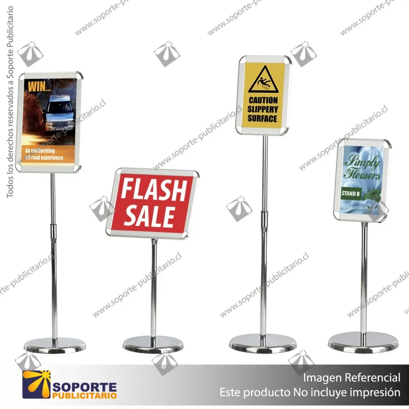 PORTA GRAFICA MARCO CLIP ALUMINIO CON PEDESTAL AJUSTABLE FORMATO A3 (29.7*42 CMS) (C10)