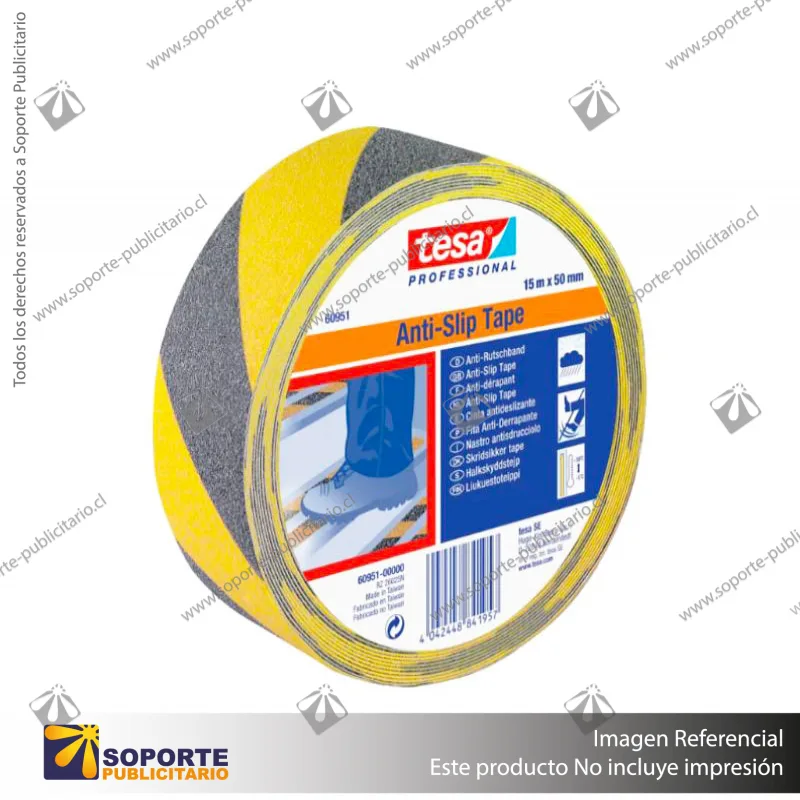 CINTA ANTIDESLIZANTE PROFESIONAL AMARILLO NEGRO 50MM X 15M TESA