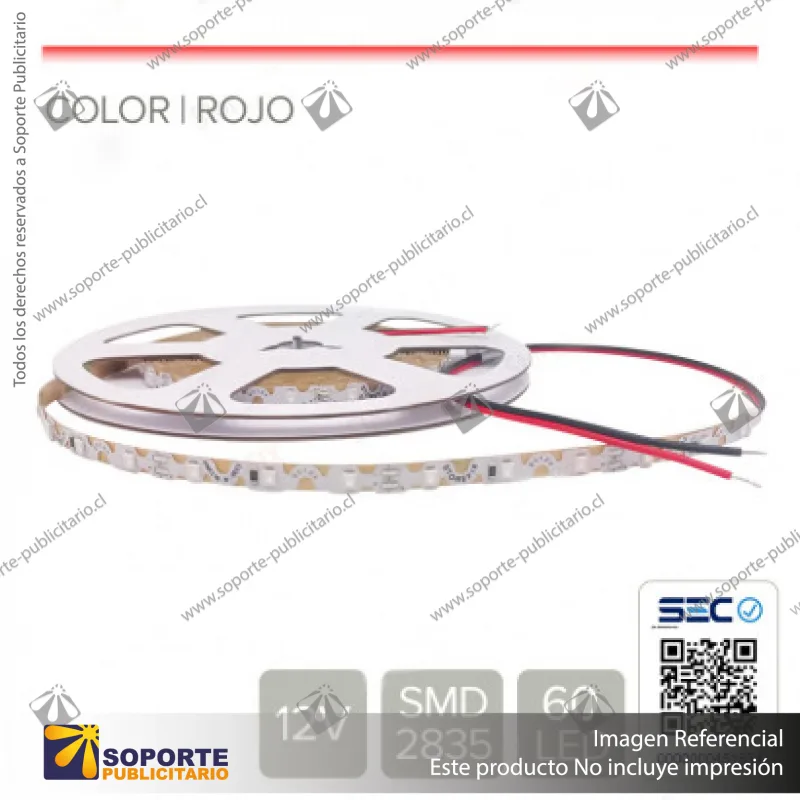 CINTA LED 6W 12V 60L ZIG ZAG ROJO (ROLLO 5 MTS)