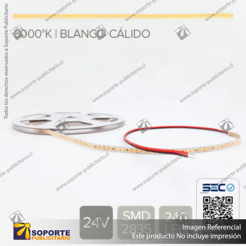 CINTA LED 7W 24V 240L BLANCO CALIDO (ROLLO 5 MTS)