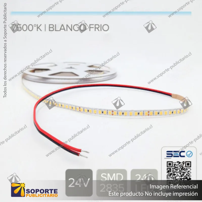 CINTA LED 7W 24V 240L BLANCO FRIO 7500K (ROLLO 5 MTS)