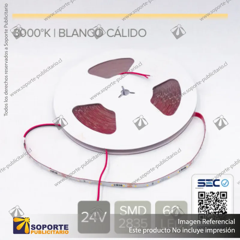 CINTA LED 9.6W 24V 60L CALIDO (ROLLO 15 MTS)