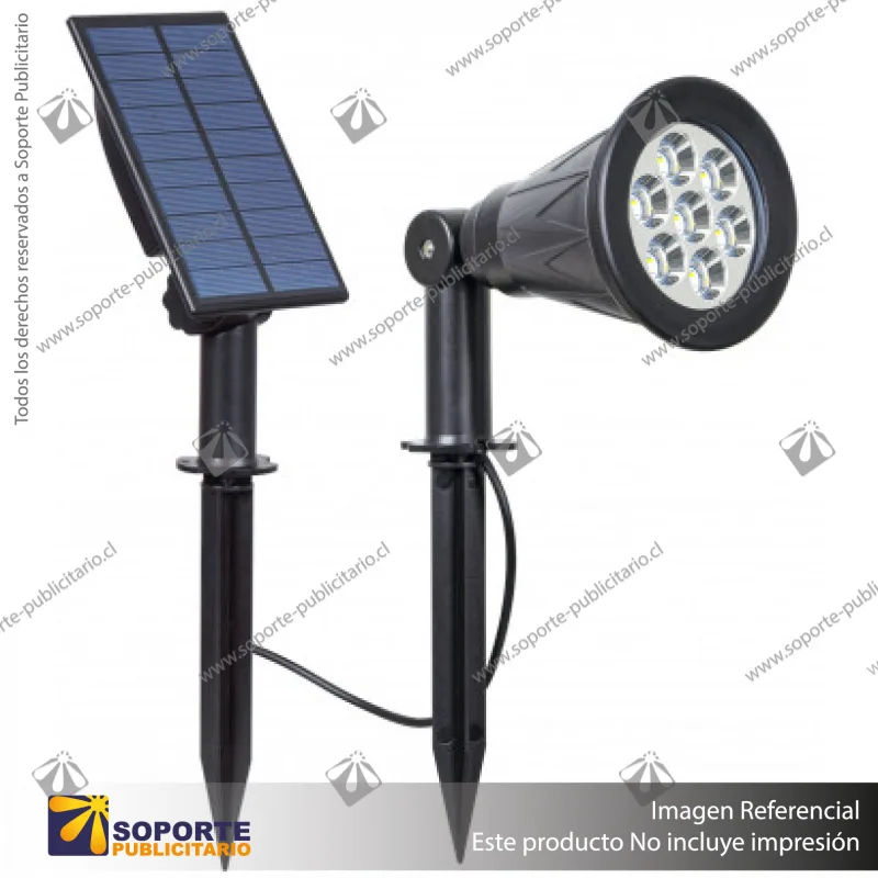 LAMPARA SOLAR S6 7W ESTACA SIMPLE CON PANEL INDEPENDIENTE BLANCO CALIDO