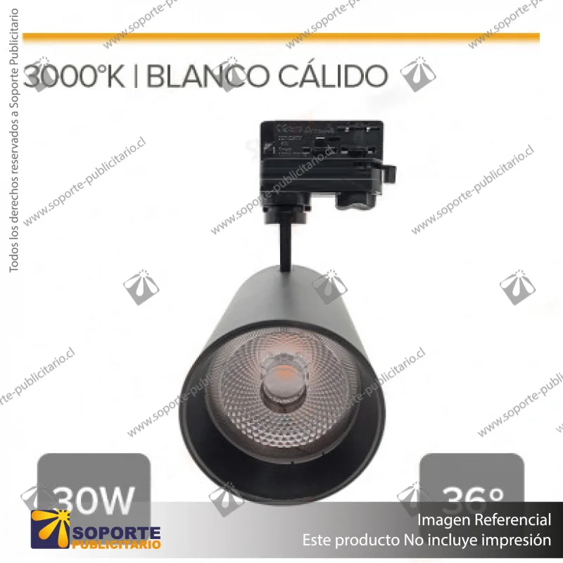VERSALLES - FOCO LED TRACK LIGHT TRIFASICO COB 30W 3000K NEGRO 36