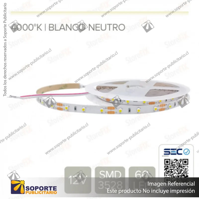 CINTA LED 4.5W 12V 60L NEUTRO (ROLLO 5 MTS)