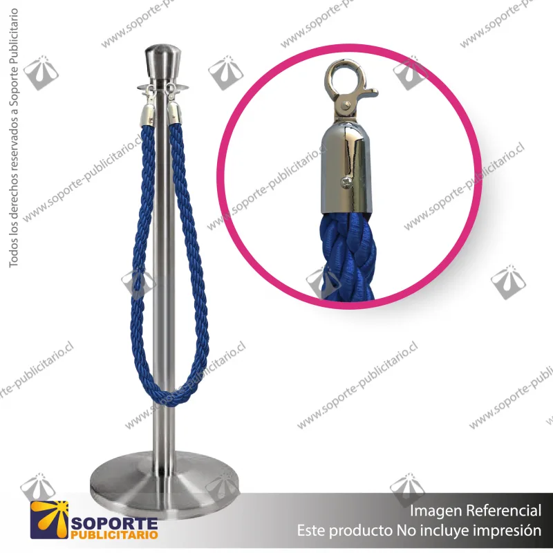 SEPARADOR DE FILAS CORONA CROMADA CON CORDON AZUL