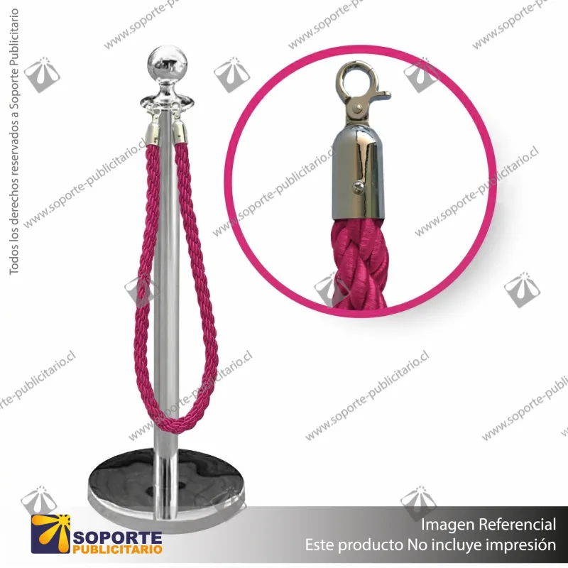 SEPARADOR DE FILAS EMPERADOR CROMADO CON CORDON FUCSIA