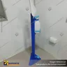 PEDESTAL SANITARIO METALICO DISPENSADOR ALCOHOL GEL MANOS LIBRES BASE TRIANGULAR CON CENEFA, foto 4