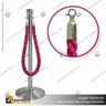 SEPARADOR DE FILAS CORONA CROMADA CON CORDON FUCSIA